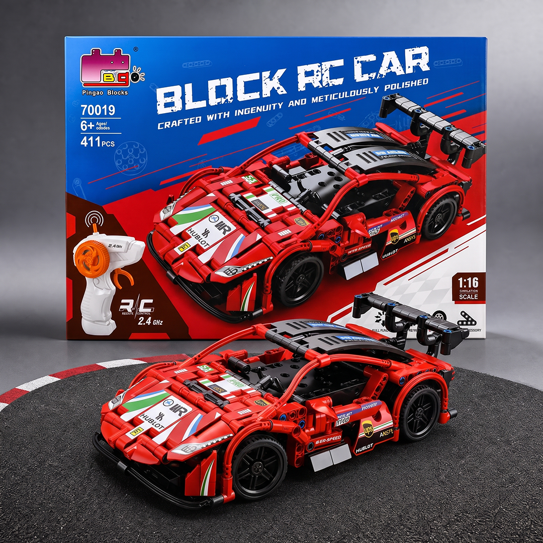 מכוניות ספורט ומרוץ להרכבה עם שלט – Pingao Blocks