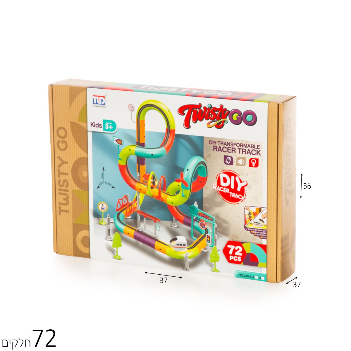 מסלול רכבת מגנטי מודולרי TWISTY-GO – לבחירה 72–138 חלקים