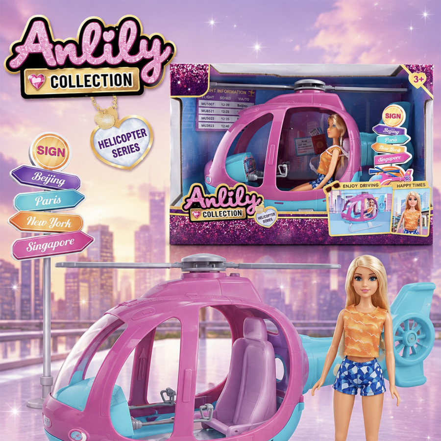 בובת Anlily עם מסוק ואביזרים