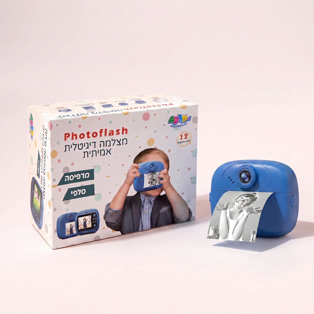 מצלמת PhotoFlash לילדים עם הדפסה מיידית – ורוד או כחול